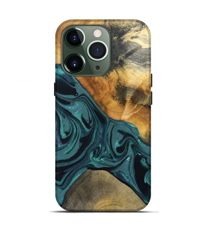 iPhone 13 Pro Wood Live Edge Phone Case - Miya (Green, 822165)