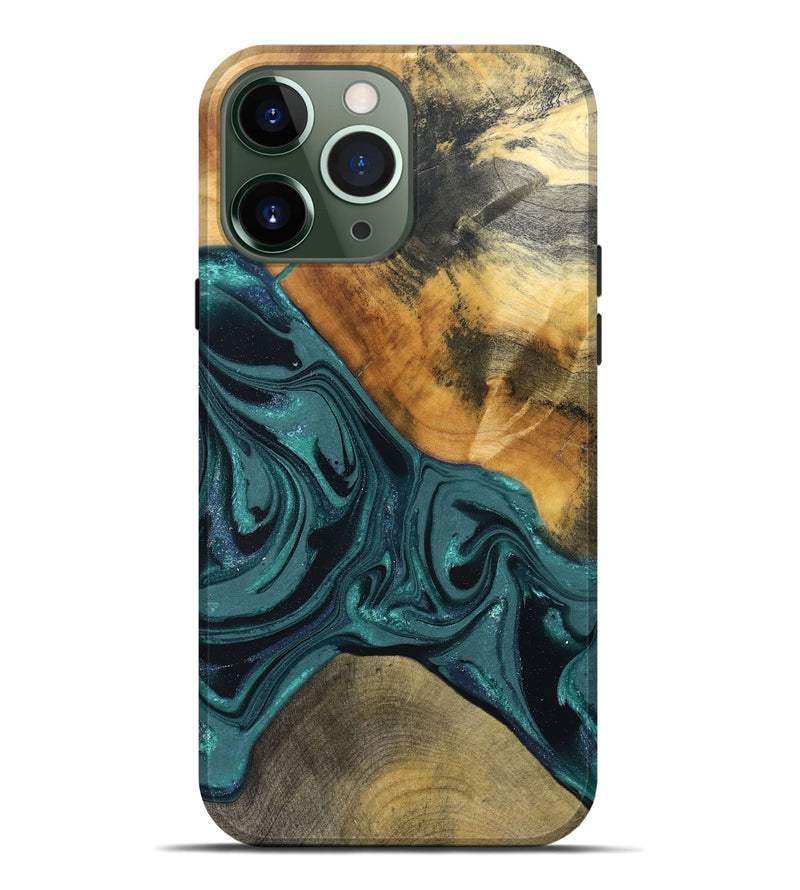 iPhone 13 Pro Max Wood Live Edge Phone Case - Miya (Green, 822165)