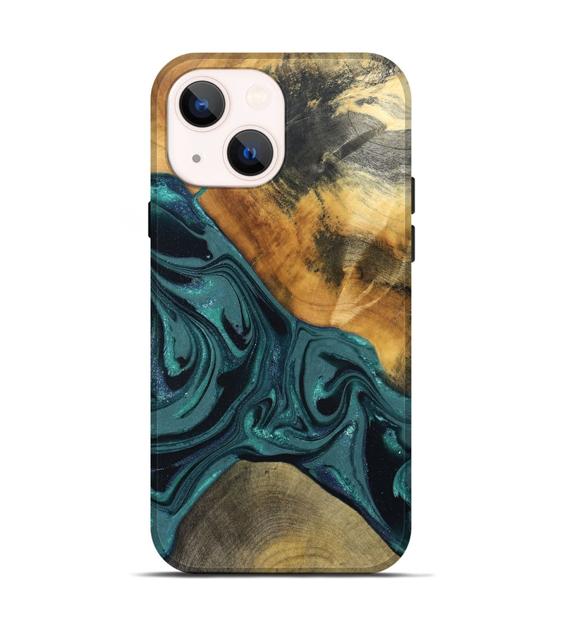 iPhone 14 Wood Live Edge Phone Case - Miya (Green, 822165)