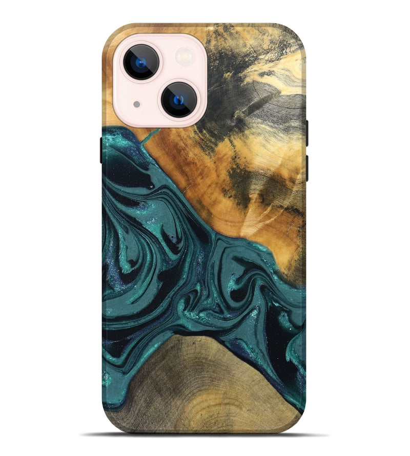 iPhone 14 Plus Wood Live Edge Phone Case - Miya (Green, 822165)