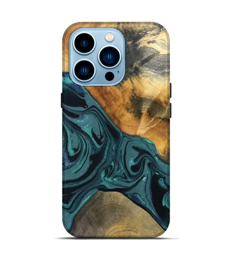 iPhone 14 Pro Wood Live Edge Phone Case - Miya (Green, 822165)