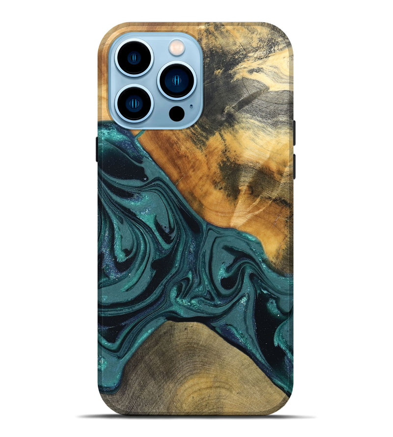 iPhone 14 Pro Max Wood Live Edge Phone Case - Miya (Green, 822165)