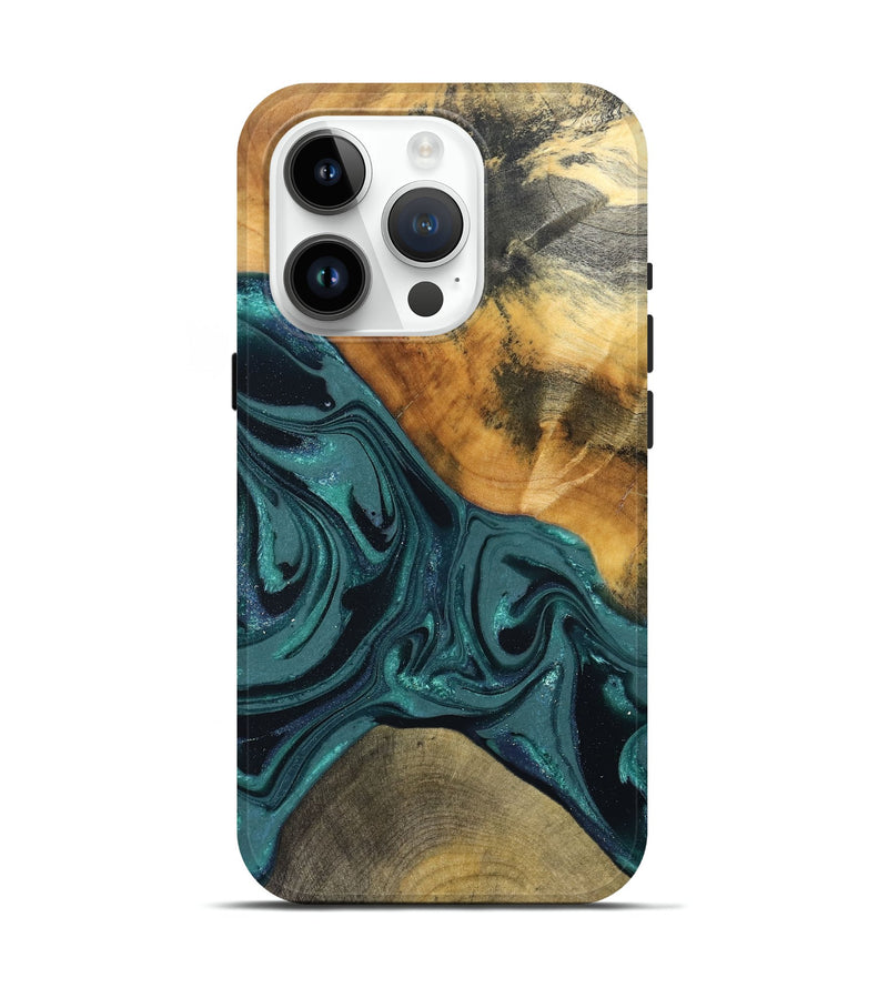 iPhone 15 Pro Wood Live Edge Phone Case - Miya (Green, 822165)