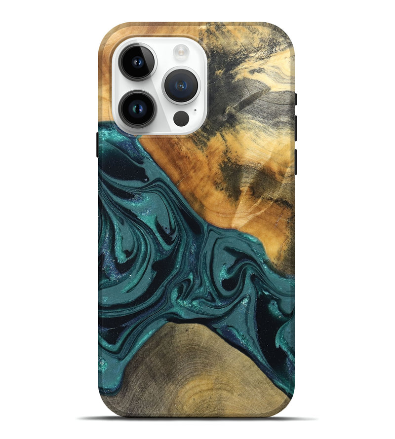 iPhone 15 Pro Max Wood Live Edge Phone Case - Miya (Green, 822165)
