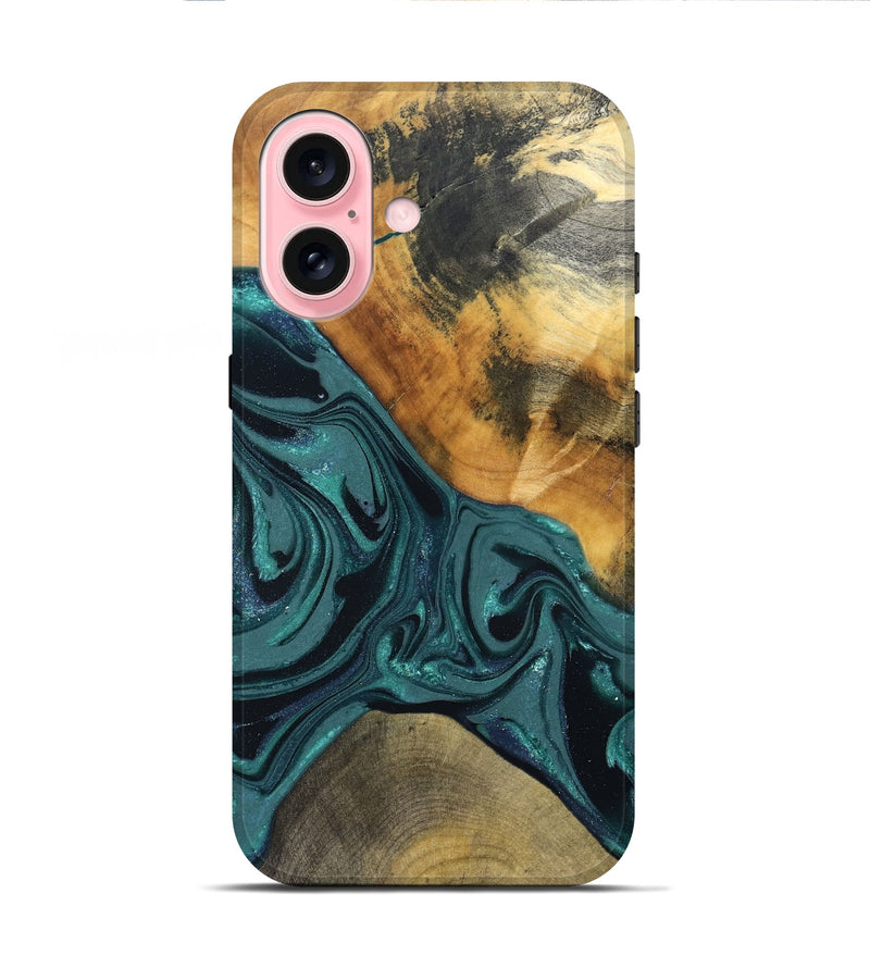 iPhone 16 Wood Live Edge Phone Case - Miya (Green, 822165)