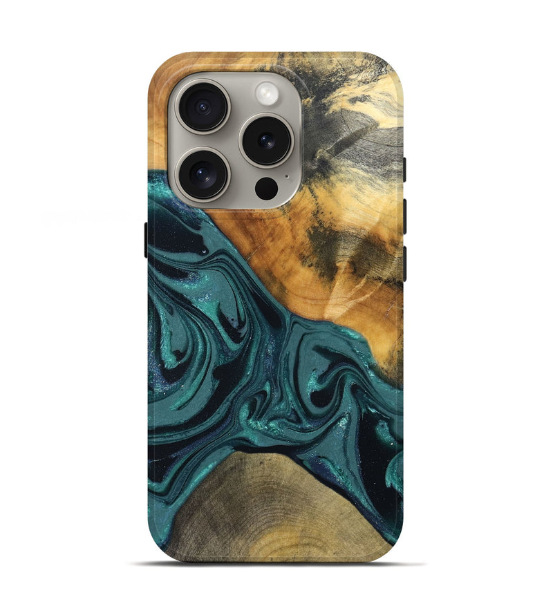 iPhone 16 Pro Wood Live Edge Phone Case - Miya (Green, 822165)