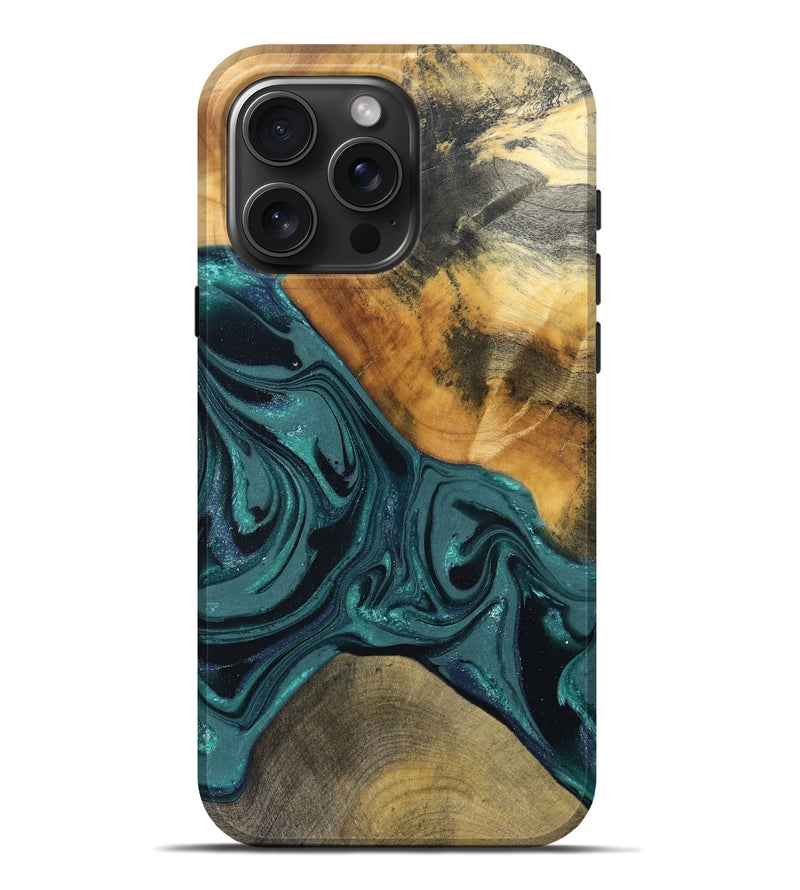 iPhone 16 Pro Max Wood Live Edge Phone Case - Miya (Green, 822165)