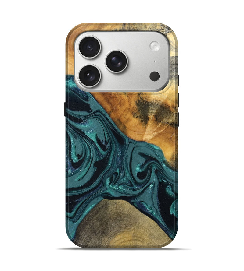 iPhone 17 Pro Wood Live Edge Phone Case - Miya (Green, 822165)