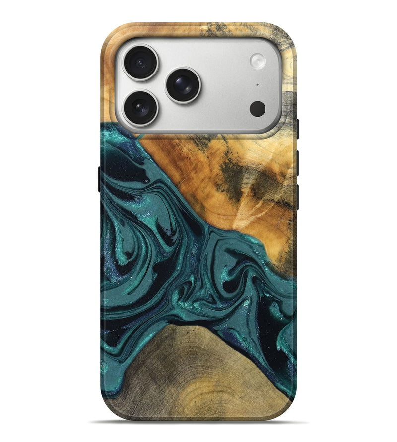 iPhone 17 Pro Max Wood Live Edge Phone Case - Miya (Green, 822165)