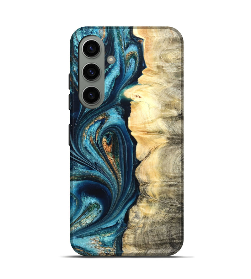 Galaxy S24 Wood Live Edge Phone Case - Sudie (Teal & Gold, 822166)