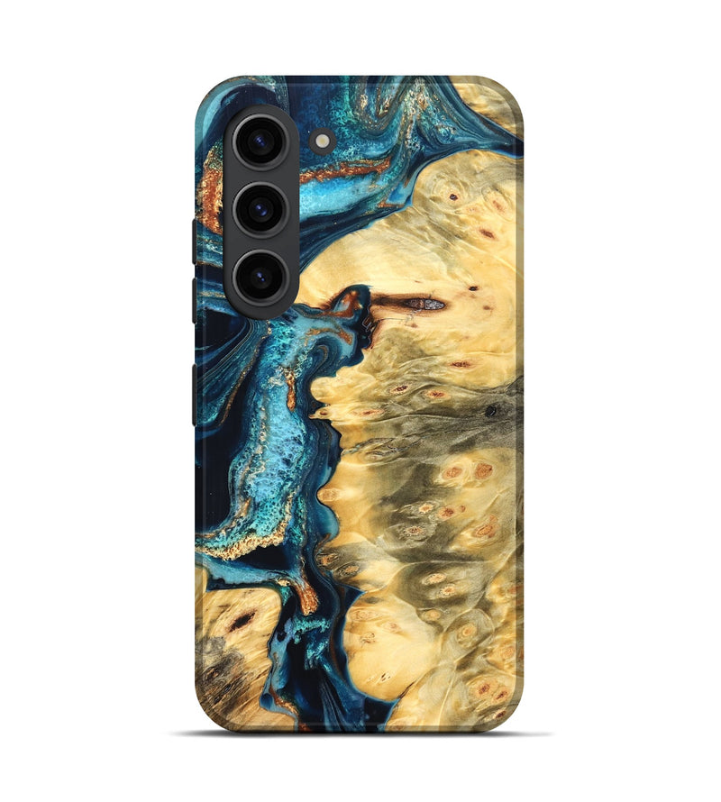 Galaxy S23 Wood Live Edge Phone Case - Zaiden (Teal & Gold, 822167)