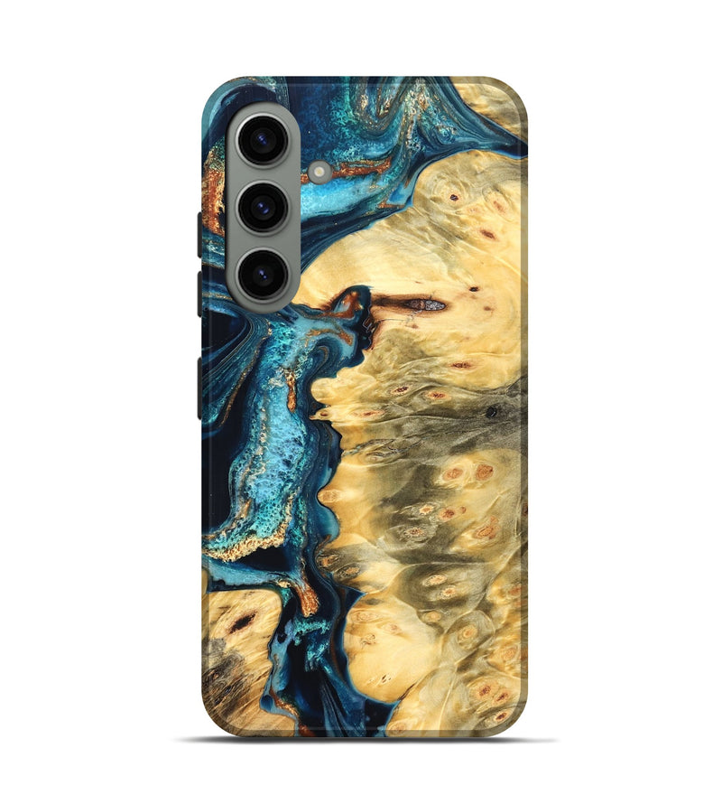 Galaxy S24 Wood Live Edge Phone Case - Zaiden (Teal & Gold, 822167)