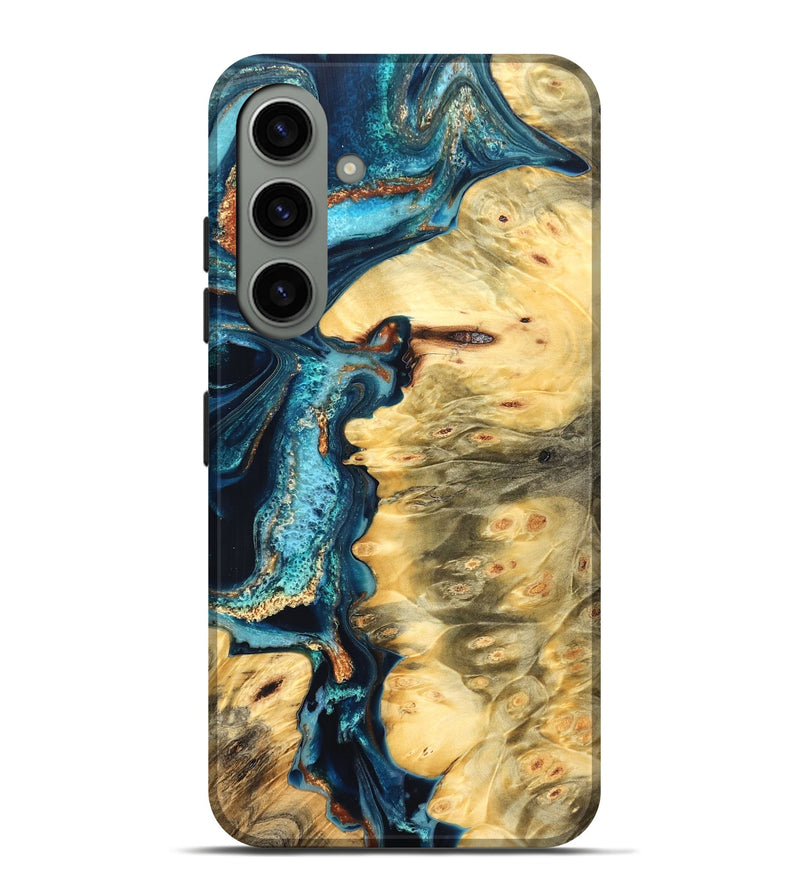 Galaxy S24 Plus Wood Live Edge Phone Case - Zaiden (Teal & Gold, 822167)