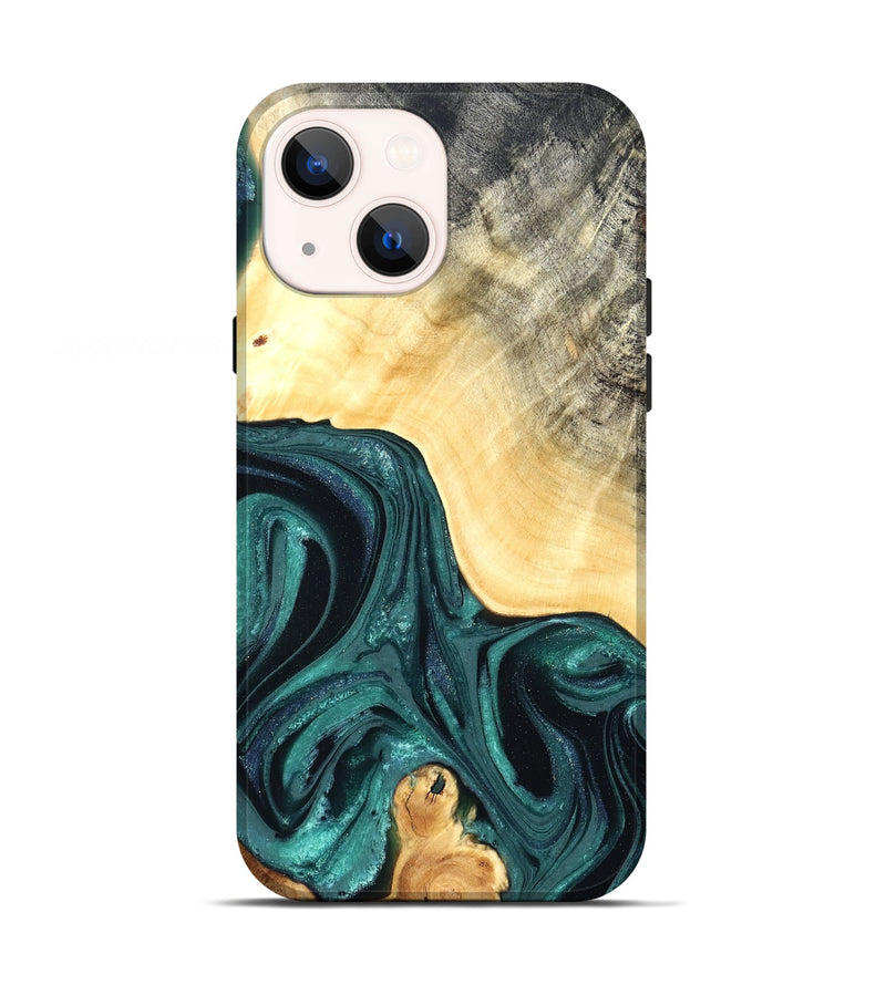 iPhone 13 Wood Live Edge Phone Case - Adriel (Green, 822168)