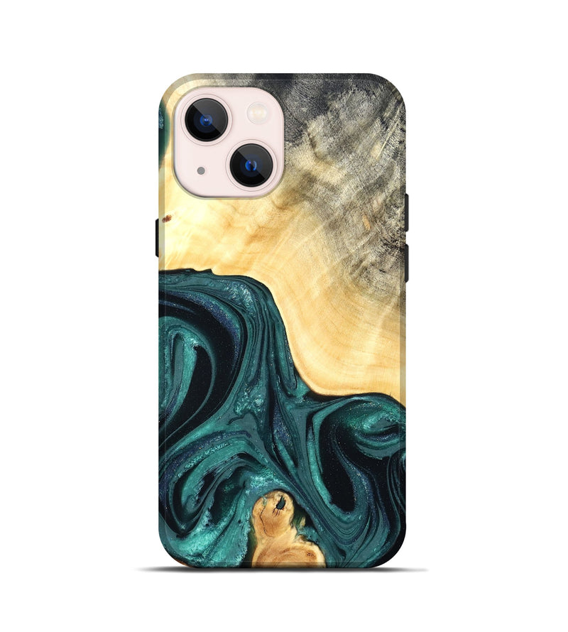 iPhone 13 mini Wood Live Edge Phone Case - Adriel (Green, 822168)