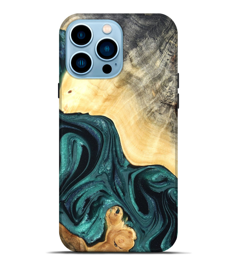 iPhone 14 Pro Max Wood Live Edge Phone Case - Adriel (Green, 822168)