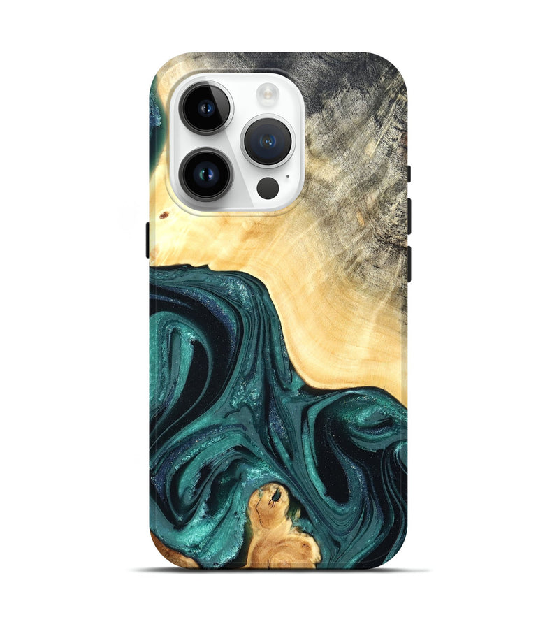 iPhone 15 Pro Wood Live Edge Phone Case - Adriel (Green, 822168)