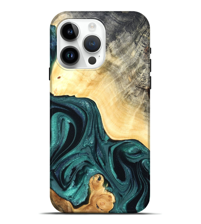 iPhone 15 Pro Max Wood Live Edge Phone Case - Adriel (Green, 822168)
