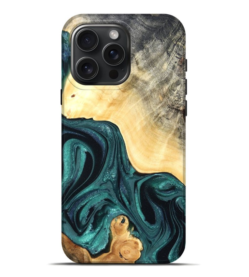 iPhone 16 Pro Max Wood Live Edge Phone Case - Adriel (Green, 822168)