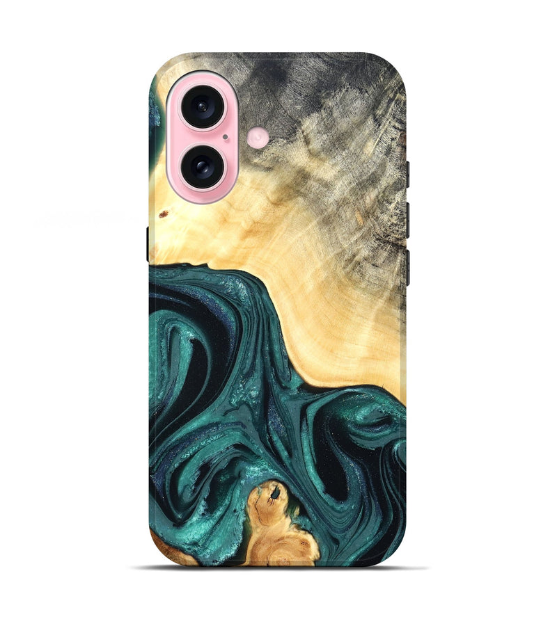 iPhone 17 Wood Live Edge Phone Case - Adriel (Green, 822168)