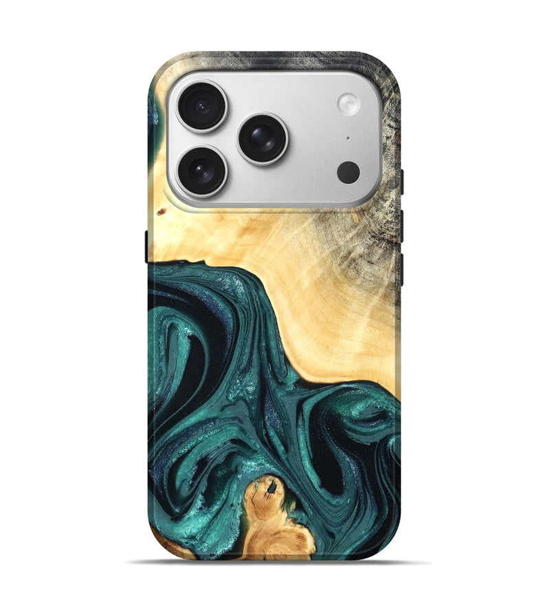 iPhone 17 Pro Wood Live Edge Phone Case - Adriel (Green, 822168)
