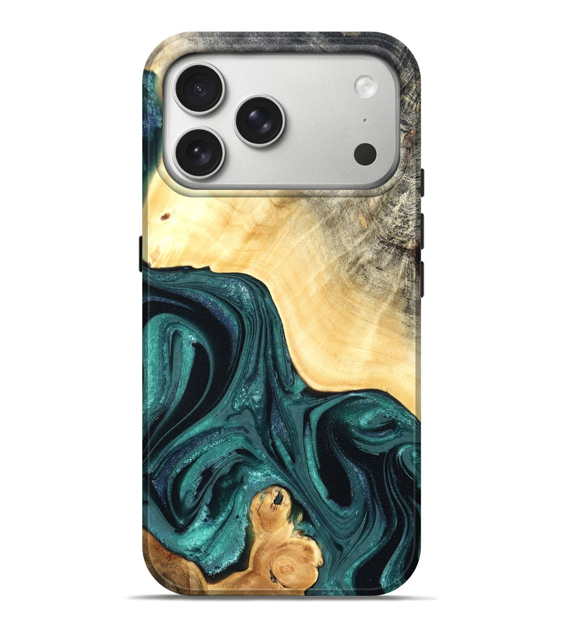 iPhone 17 Pro Max Wood Live Edge Phone Case - Adriel (Green, 822168)