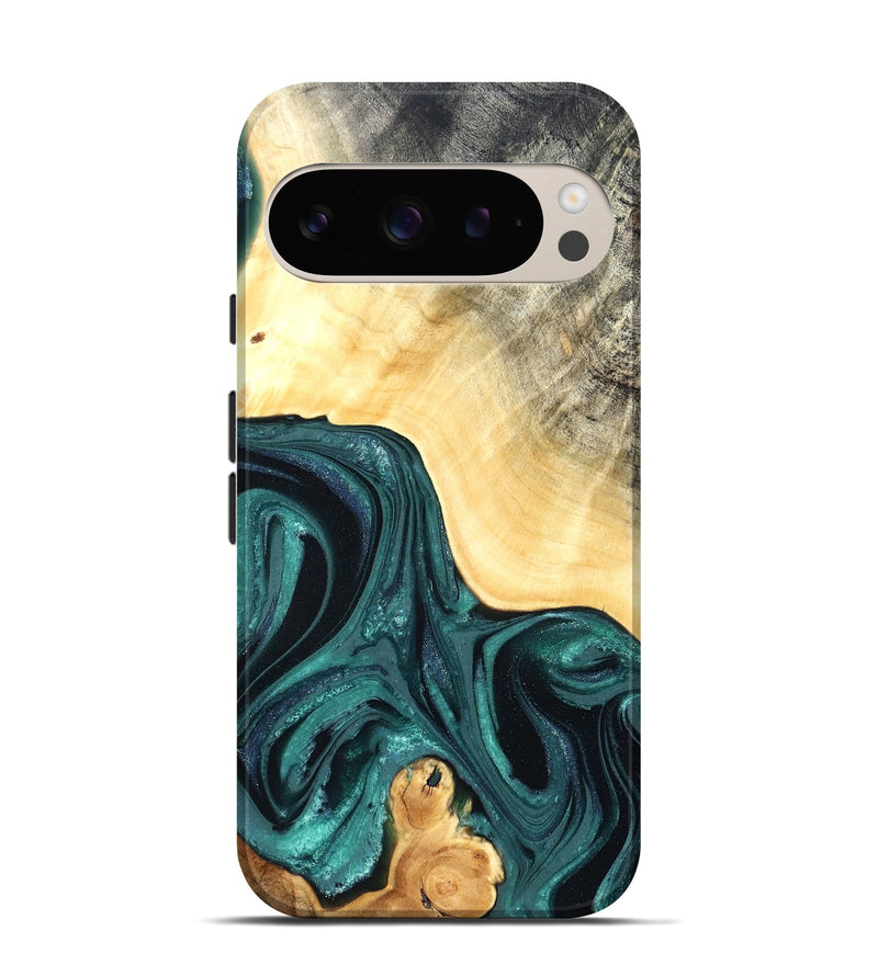 Pixel 9 Pro Wood Live Edge Phone Case - Adriel (Green, 822168)