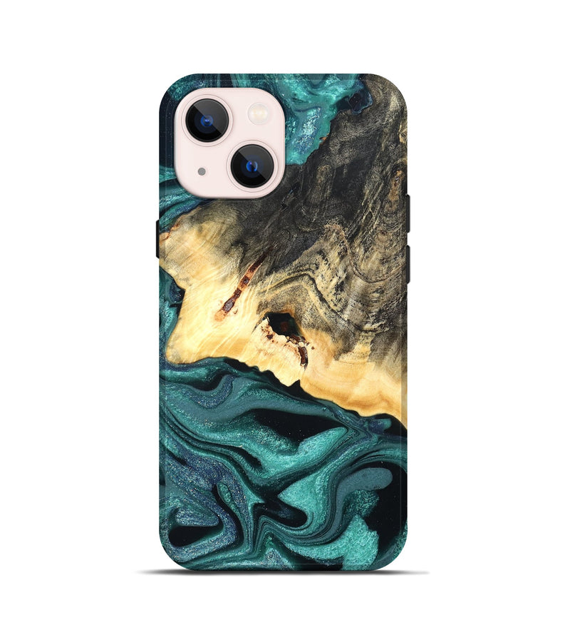 iPhone 13 mini Wood Live Edge Phone Case - Carl (Green, 822169)