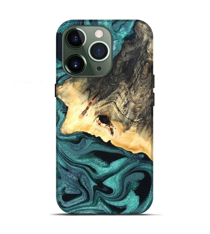 iPhone 13 Pro Wood Live Edge Phone Case - Carl (Green, 822169)