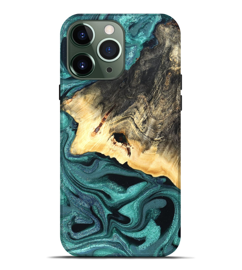 iPhone 13 Pro Max Wood Live Edge Phone Case - Carl (Green, 822169)
