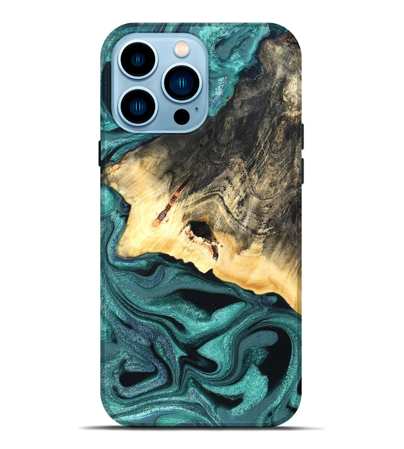 iPhone 14 Pro Max Wood Live Edge Phone Case - Carl (Green, 822169)