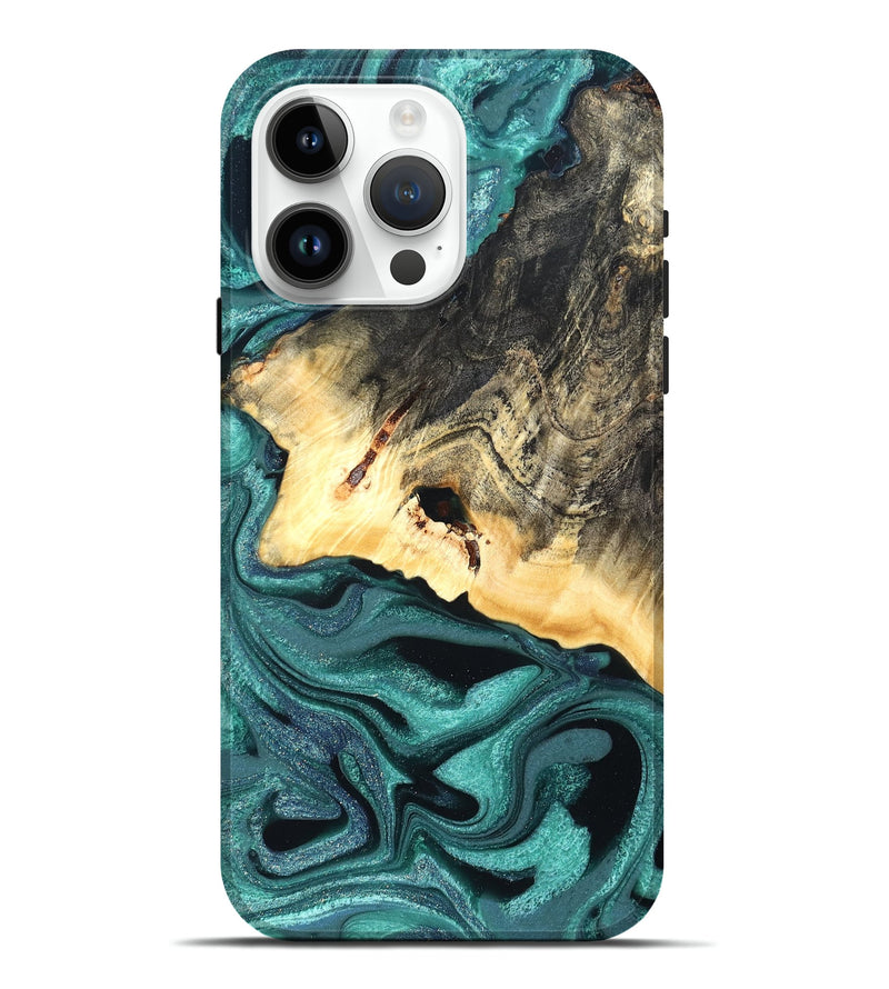 iPhone 15 Pro Max Wood Live Edge Phone Case - Carl (Green, 822169)