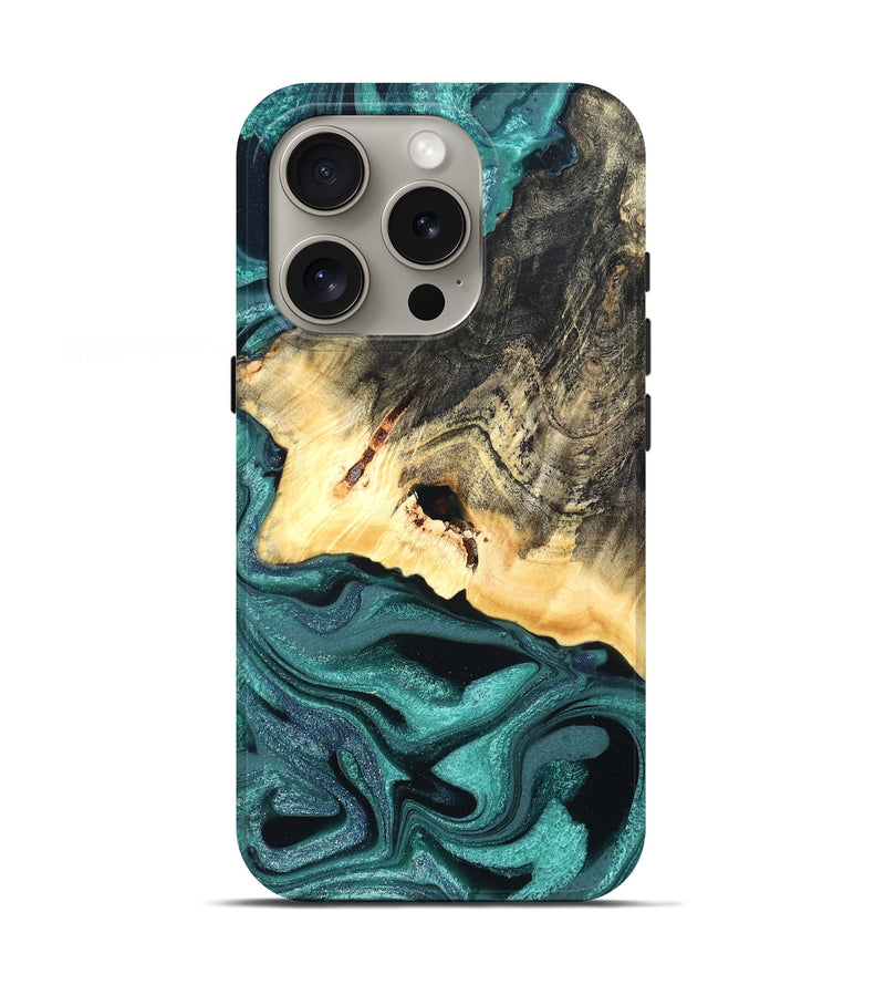 iPhone 16 Pro Wood Live Edge Phone Case - Carl (Green, 822169)