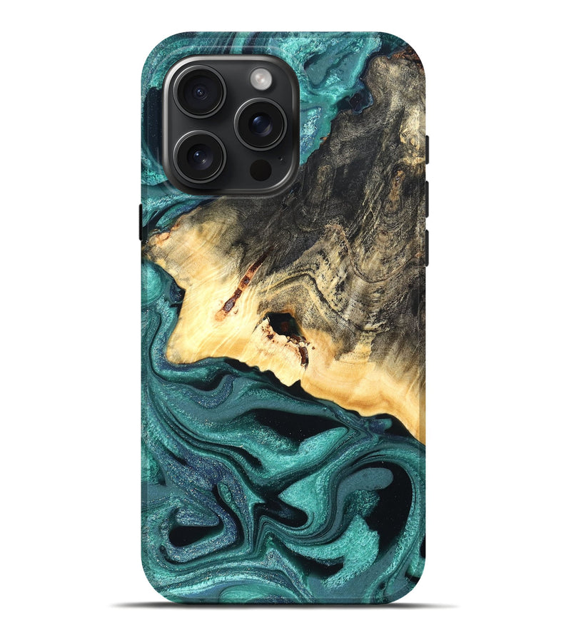 iPhone 16 Pro Max Wood Live Edge Phone Case - Carl (Green, 822169)