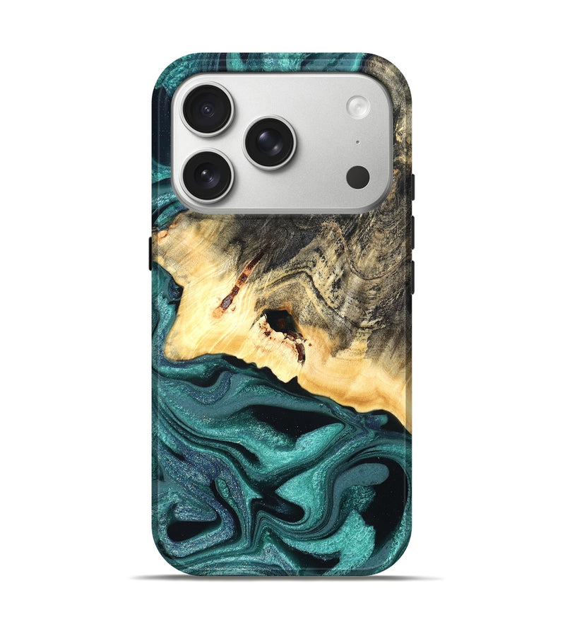 iPhone 17 Pro Wood Live Edge Phone Case - Carl (Green, 822169)