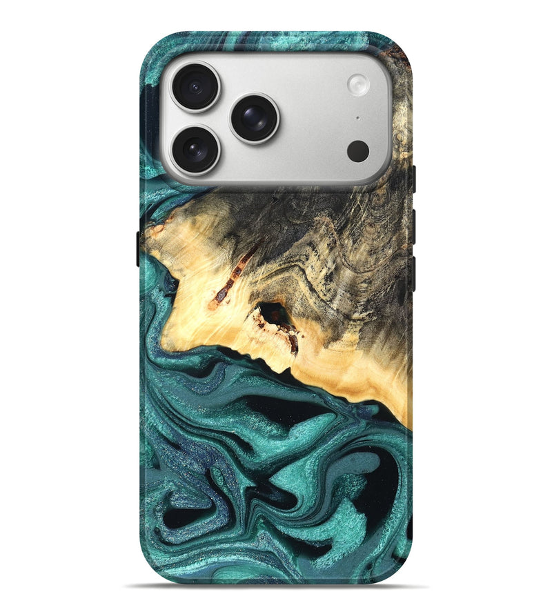iPhone 17 Pro Max Wood Live Edge Phone Case - Carl (Green, 822169)