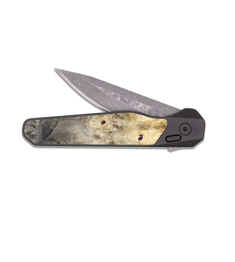 EDC Dark Damascus Wood Pocket Knife - Vallie (Wood Burl, 822178)