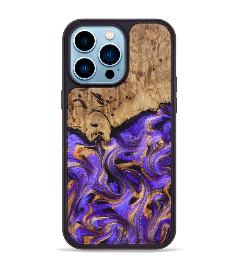 iPhone 14 Pro Max Wood Phone Case - Kristal (Purple, 822182)