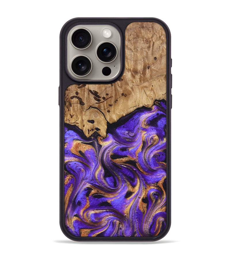 iPhone 15 Pro Max Wood Phone Case - Kristal (Purple, 822182)