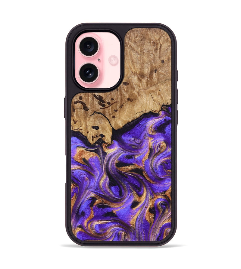 iPhone 16 Wood Phone Case - Kristal (Purple, 822182)