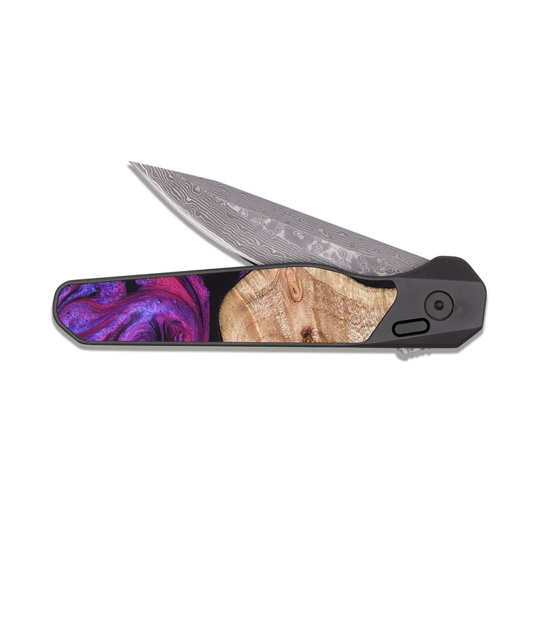 EDC Dark Damascus Wood Pocket Knife - Jenelle (Purple, 822183)