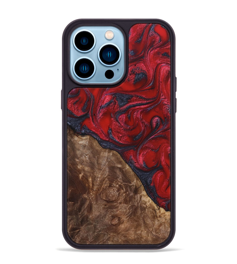 iPhone 14 Pro Max Wood Phone Case - Teri (Red, 822186)
