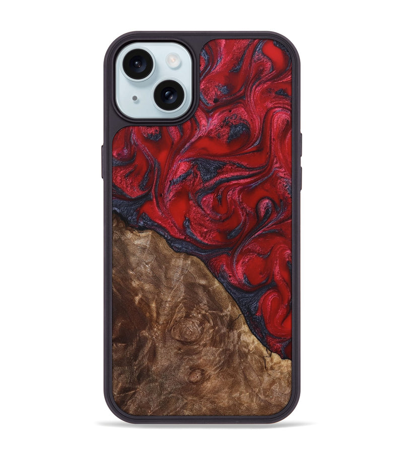 iPhone 15 Plus Wood Phone Case - Teri (Red, 822186)