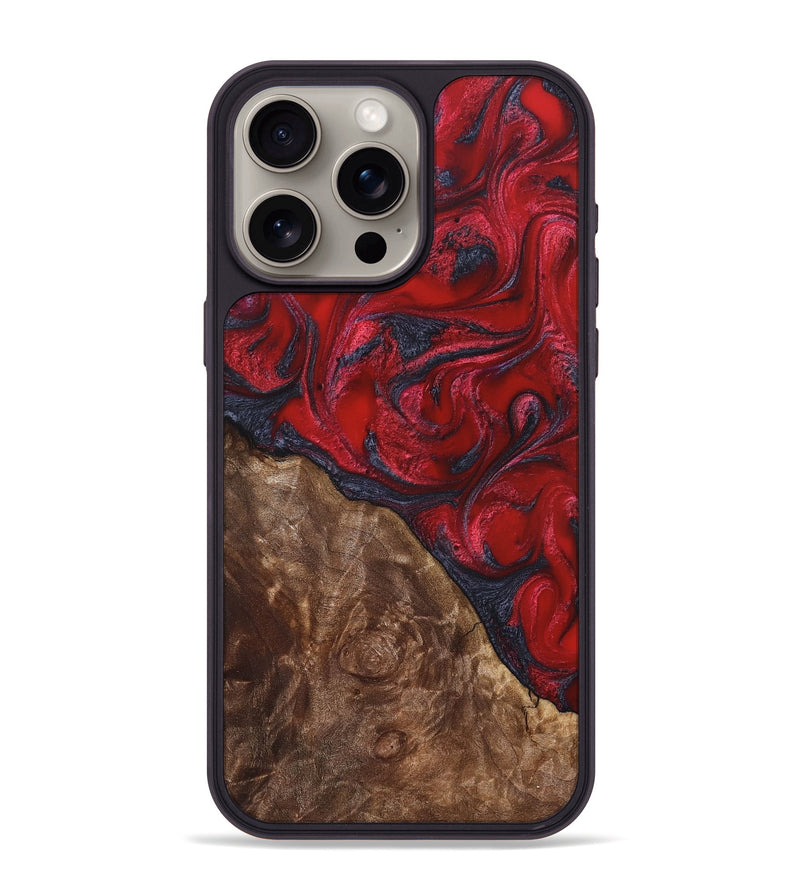 iPhone 15 Pro Max Wood Phone Case - Teri (Red, 822186)
