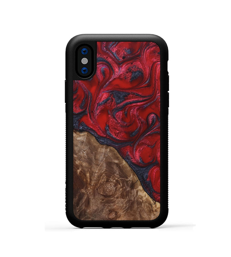 iPhone Xs Wood Phone Case - Teri (Red, 822186)