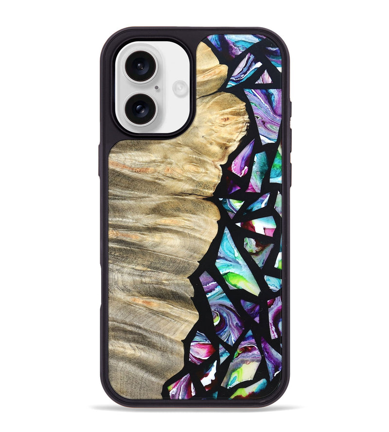 iPhone 16 Plus Wood Phone Case - Kitty (Stained Glass, 822188)