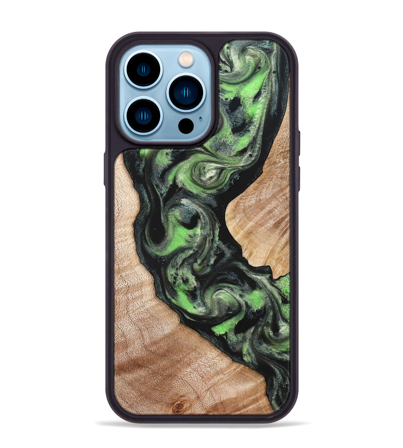 iPhone 14 Pro Max Wood Phone Case - Makaila (Green, 822202)