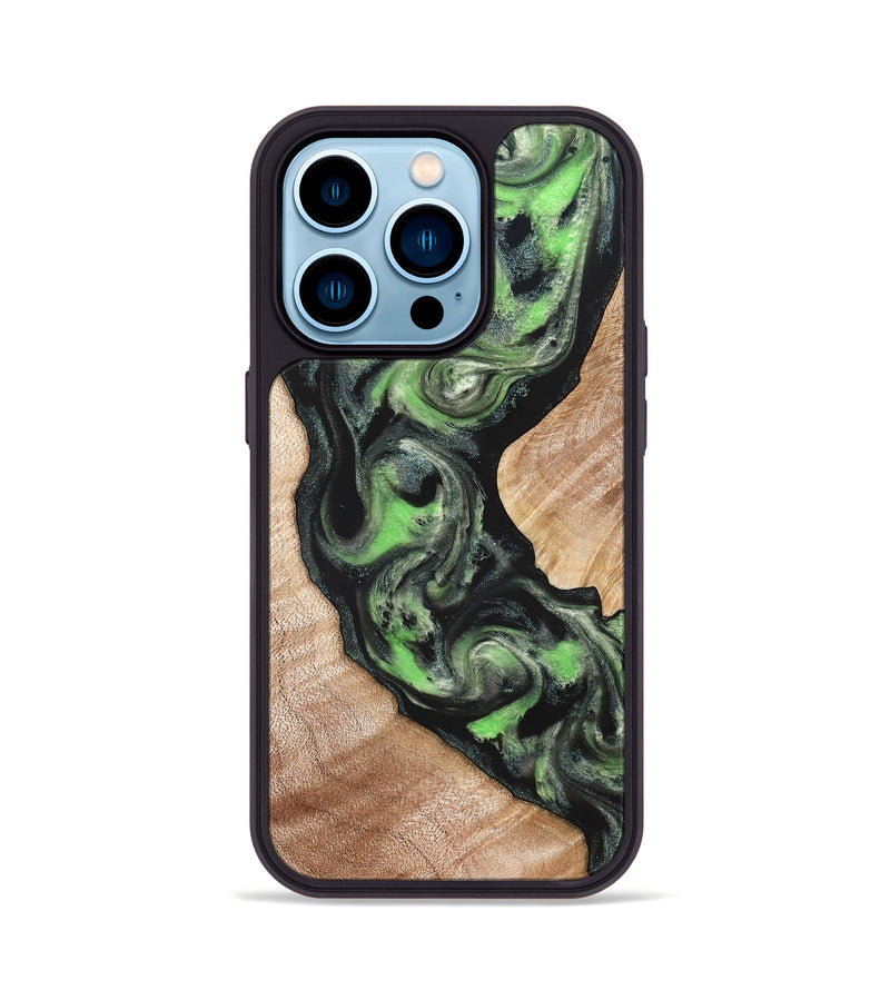 iPhone 14 Pro Wood Phone Case - Makaila (Green, 822202)