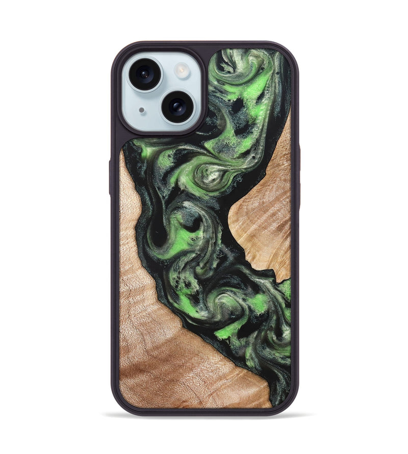 iPhone 15 Wood Phone Case - Makaila (Green, 822202)