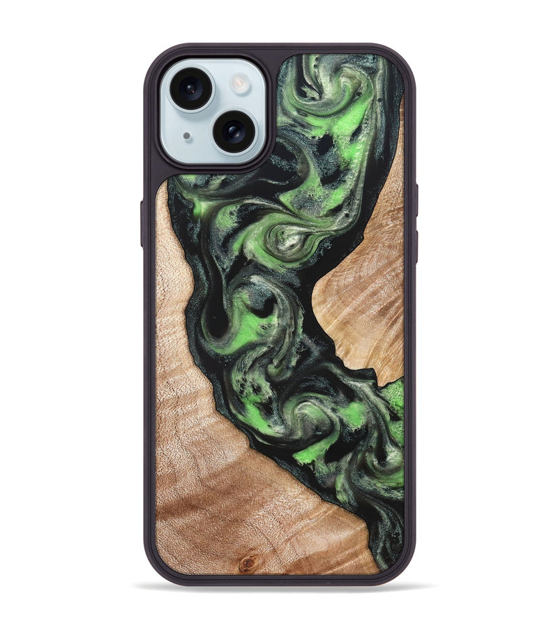 iPhone 15 Plus Wood Phone Case - Makaila (Green, 822202)